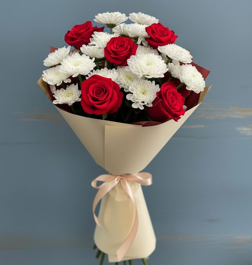 Букет цветов из: Розы и Хризантемы в Чигораке