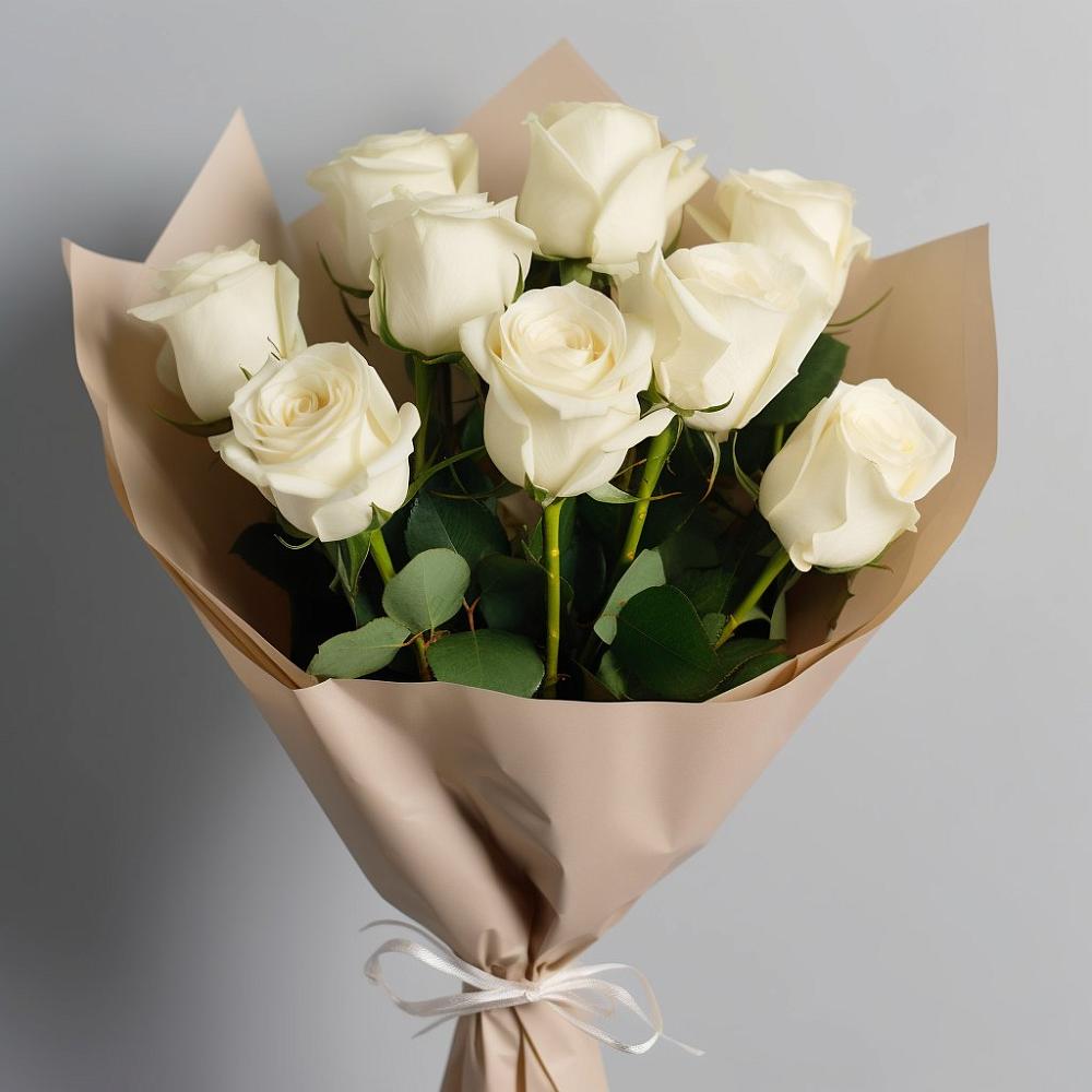 Букет 9 Белых роз Эдлесс Лав в Чигораке