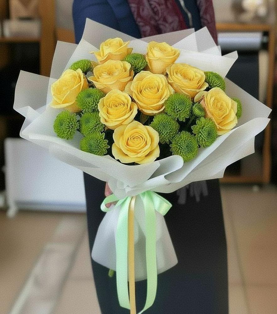 Букет цветов из: Хризантемы и Розы в Чигораке