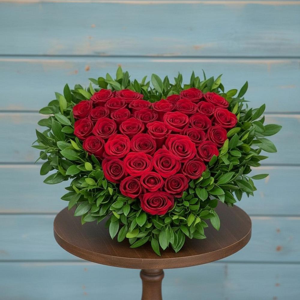 Цветочная композиция из Розы в виде сердца в Чигораке