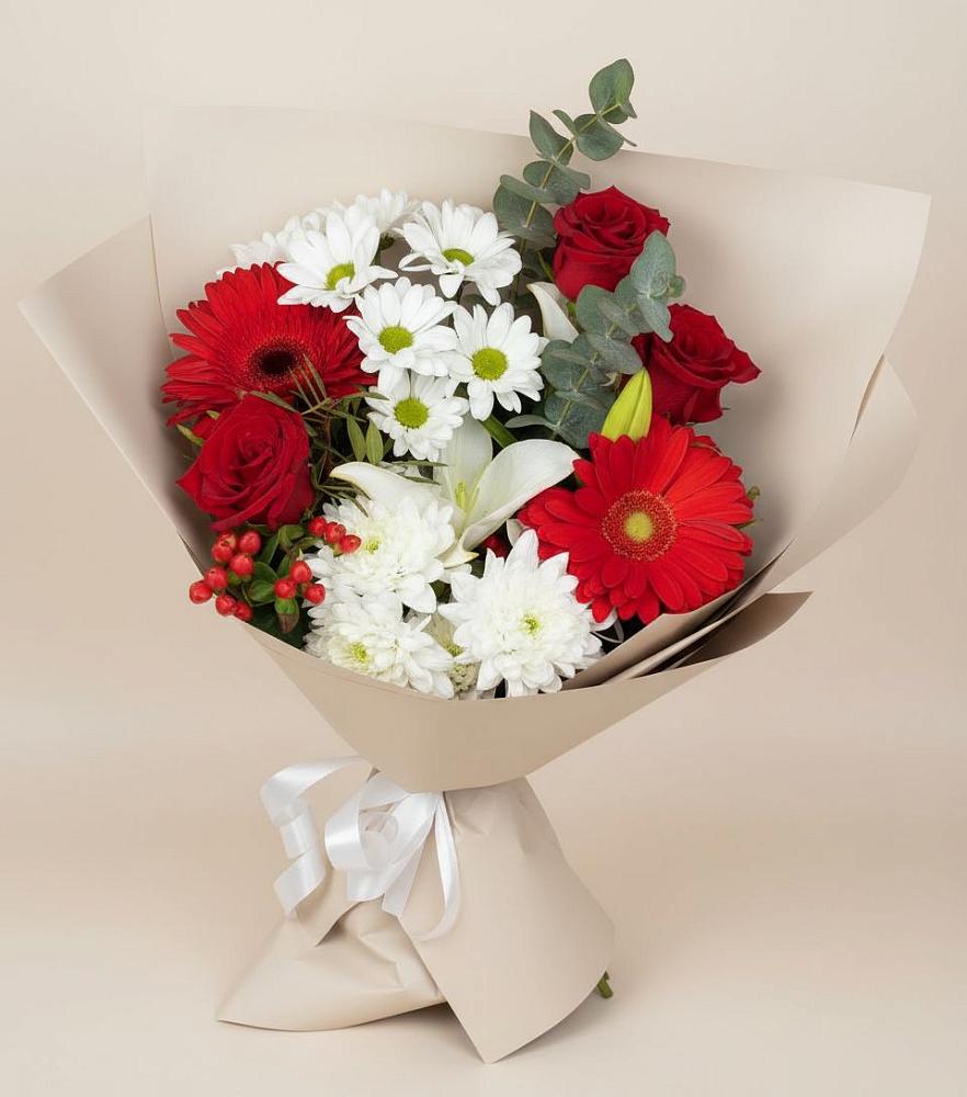 Букет цветов из: Розы, Хризантемы, Герберы и Лилии в Чигораке