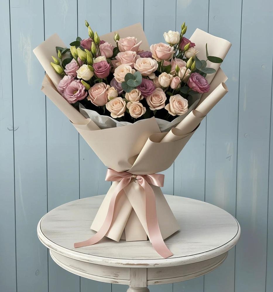 Букет цветов из: Розы и Лизиантусы в Чигораке