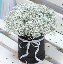 Цветочная композиция из Гипсофила в шляпной коробке в Чигораке