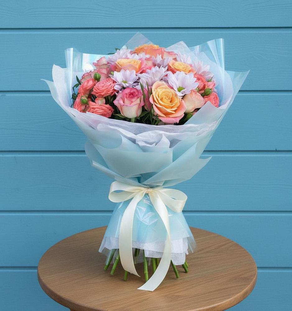 Букет цветов из: Хризантемы и Розы в Чигораке