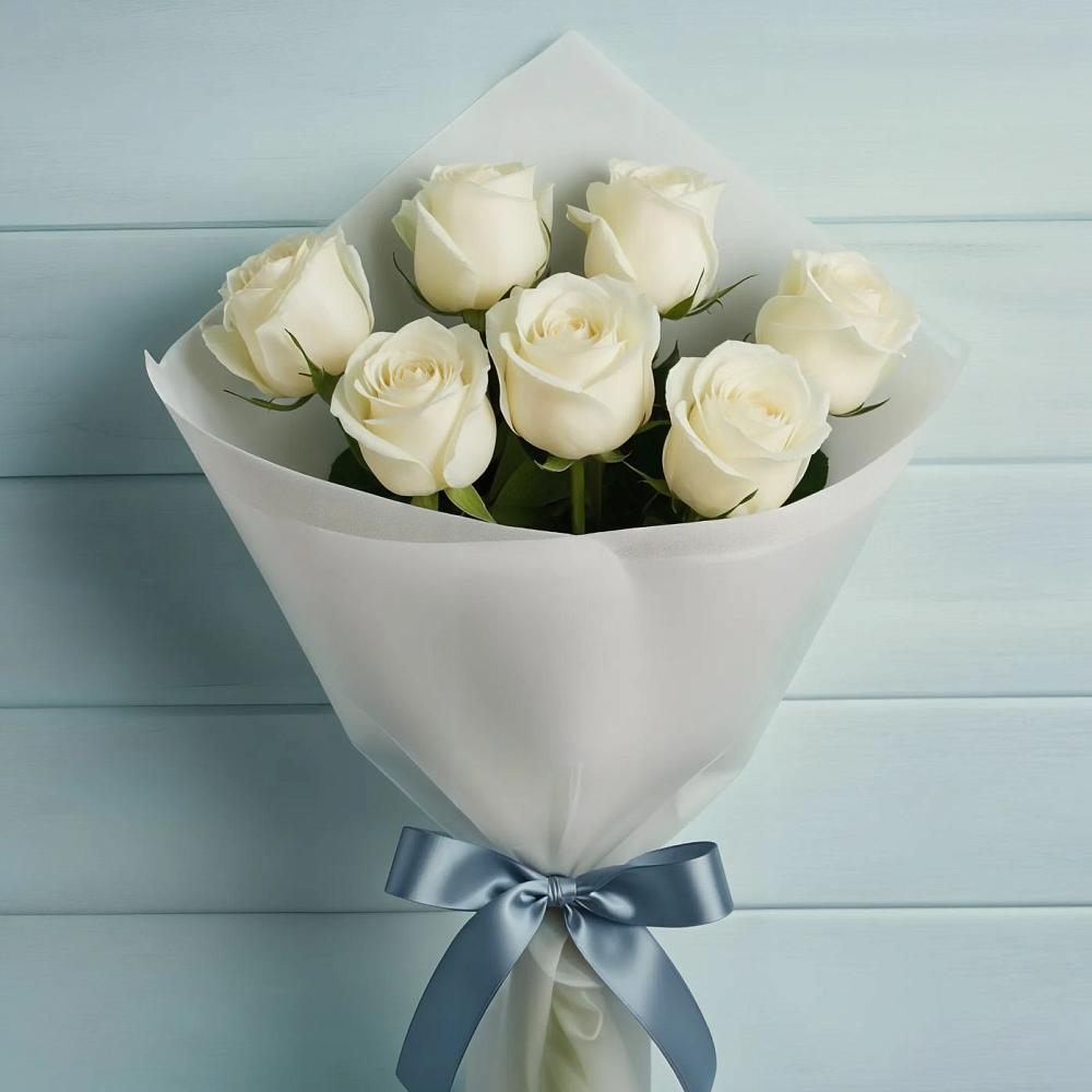 Букет 7 Белых роз Эдлесс Лав в Чигораке